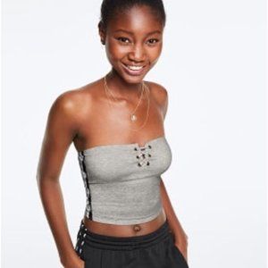 VS PINK Lace Up Logo Tube Top NWT LG